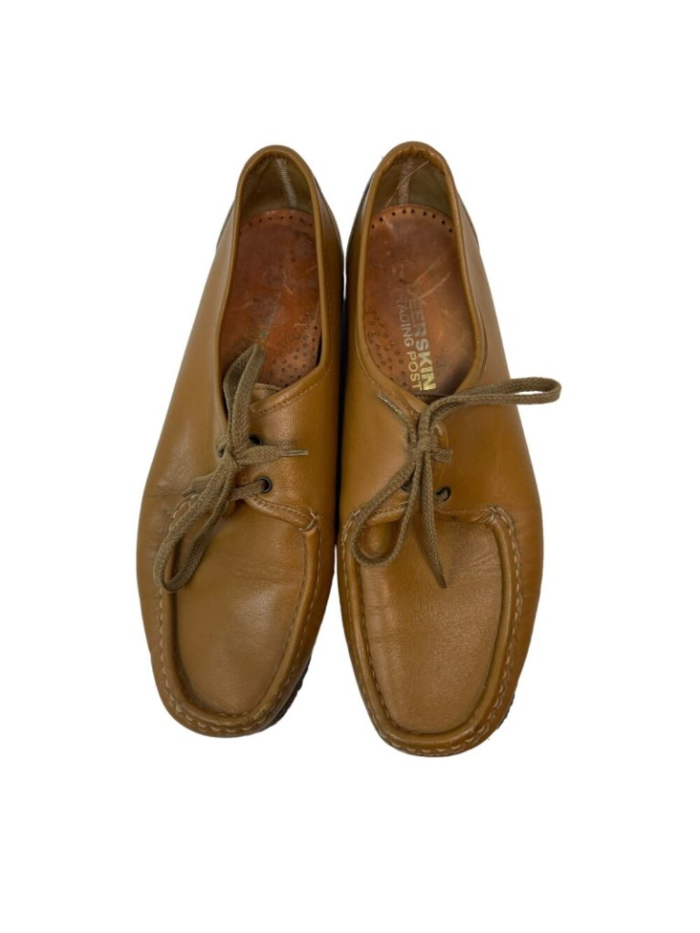 Deerskin Trading Post Women's 7.5 Vintage Brown Leather Shoes Lace Up Loafers - Picture 6 of 11